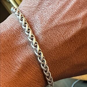 David Yurman Silver Wheat Chain Bracelet 4mm